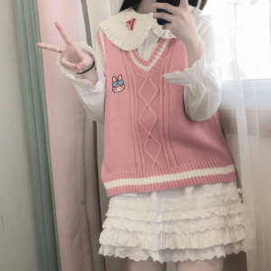 Kawaii Kuromi Y2K Vest Sweater - Retro Grunge Style for Summer Outfits