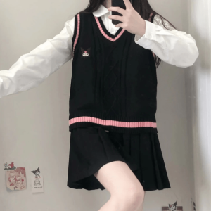 Kawaii Kuromi Y2K Vest Sweater - Retro Grunge Style for Summer Outfits