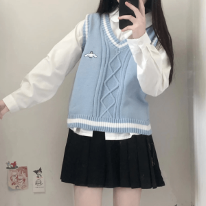 Kawaii Kuromi Y2K Vest Sweater - Retro Grunge Style for Summer Outfits