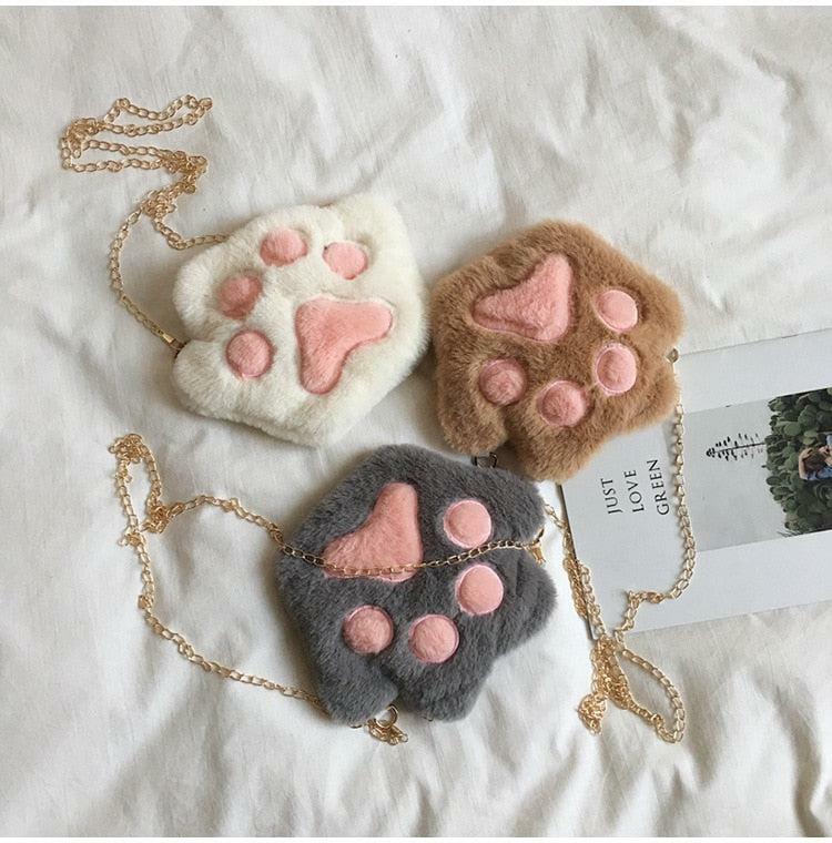 Kawaii Plush Paw Crossbody Bag - Y2K Style for Summer Outfits