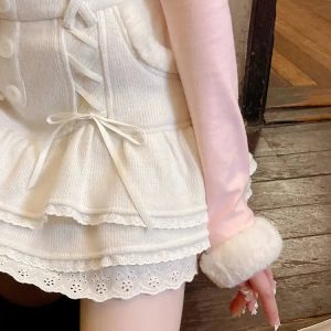 Kawaii Ruffled Layered Lace Mini Skirt - Y2K Summer Fashion Essential