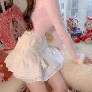 Kawaii Ruffled Layered Lace Mini Skirt - Y2K Summer Fashion Essential