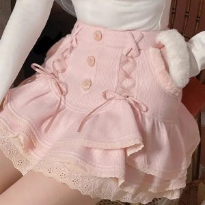 Kawaii Ruffled Layered Lace Mini Skirt - Y2K Summer Fashion Essential