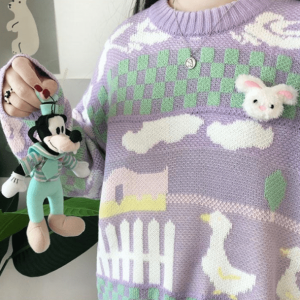 Kawaii Y2K Farm Sweater: Retro 90s Style for Trendy Summer Outfits