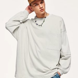 Layered Sleeve Basic Sweatshirt - Y2K Grunge Style for Effortless Chic