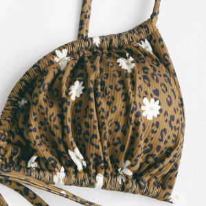 Leopard Daisy Y2K Summer Bikini Set for Trendy Beach Vibes