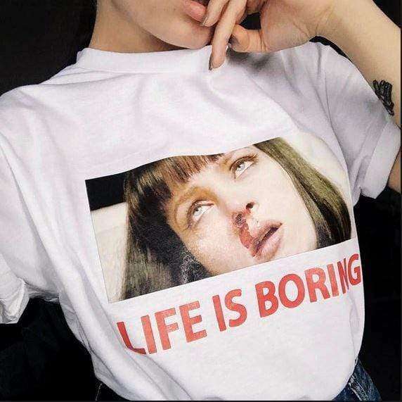 Life Is Boring Y2K Graphic Tee - Retro 90s Grunge Summer Outfit