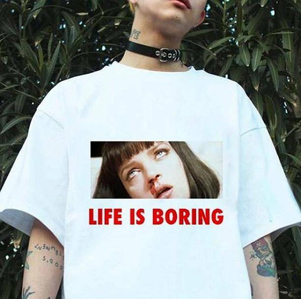 Life Is Boring Y2K Graphic Tee - Retro 90s Grunge Summer Outfit