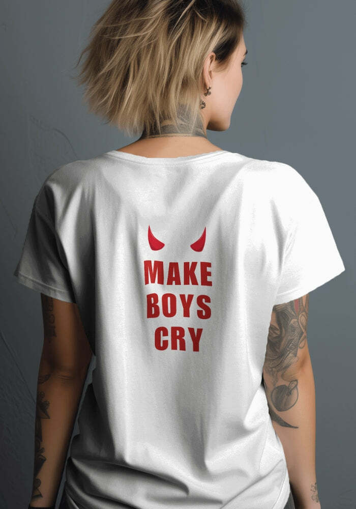 Make Boys Cry Y2K Baby Tee - Retro 90s Grunge Summer Outfit