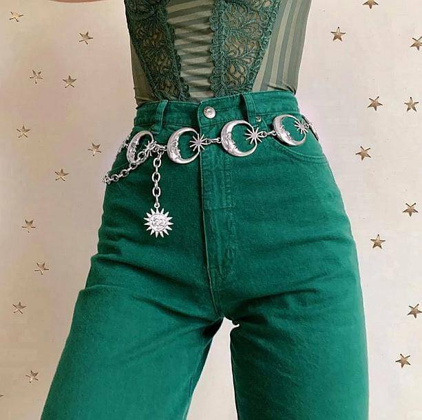 Moon Child Y2K Belt: Retro Grunge Accessory for Summer Outfits