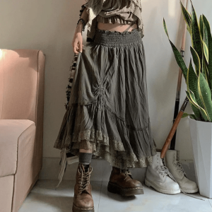 Muddy Goblincore Y2K Skirt: Embrace Retro Grunge & Summer Vibes