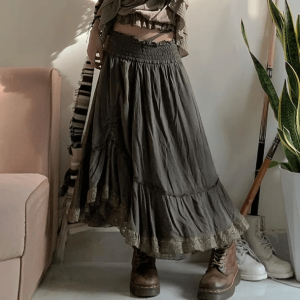 Muddy Goblincore Y2K Skirt: Embrace Retro Grunge & Summer Vibes