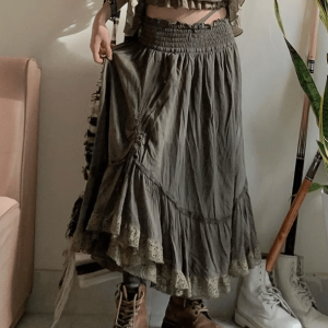 Muddy Goblincore Y2K Skirt: Embrace Retro Grunge & Summer Vibes