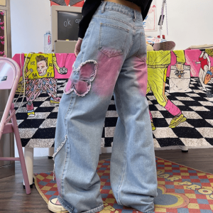 Pastel Butterfly Y2K Wide Leg Jeans for Retro Summer Vibes