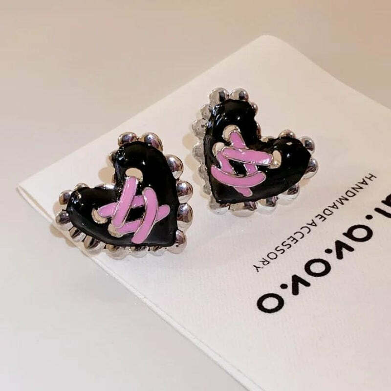 Pastel Goth Y2K Heart Corset Earrings for Retro Summer Vibes