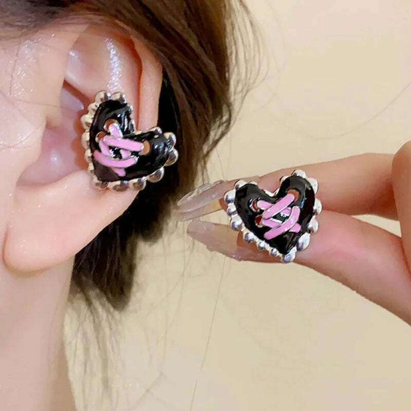 Pastel Goth Y2K Heart Corset Earrings for Retro Summer Vibes