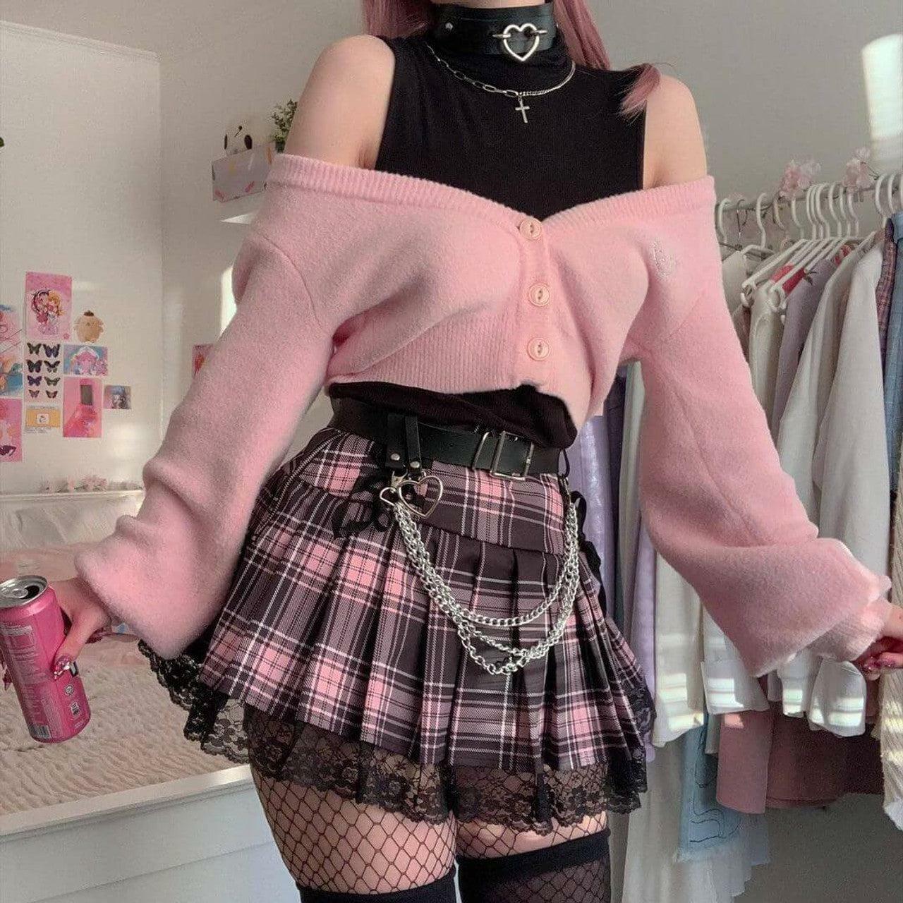 Pastel Goth Y2K Pleated Mini Skirt - Retro 90s Summer Fashion Essential