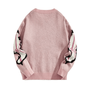 Pastel Pink Skeleton Sweater - Y2K Grunge Style for Summer Vibes