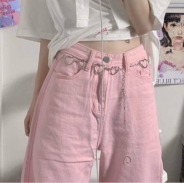 Pastel Pink Y2K Baggy Pants for Trendy Summer Outfits and Grunge Vibes