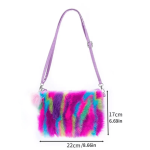 Plushy Rainbow Handbag - Y2K Aesthetic for Summer Outfits & Parties