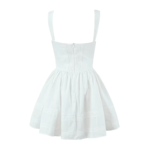 Pure White Y2K Summer Dress - Retro 90s Style for Effortless Chic