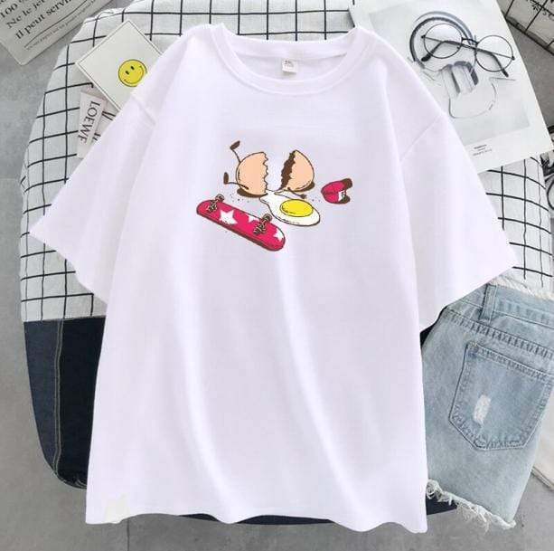 Retro Y2K Broken Egg Tee: Trendy Summer Outfit for Y2K Vibes