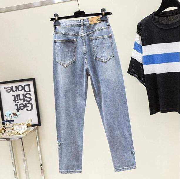 Ripped Vintage Style Jeans for Y2K Grunge and 90s Fashion Lovers