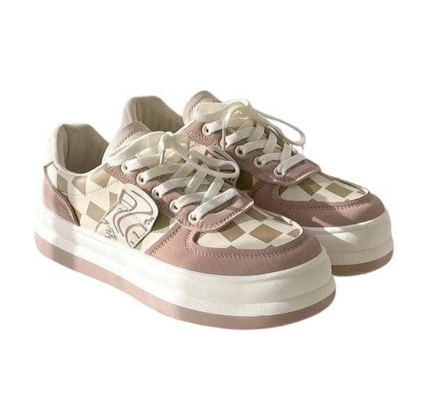 Rosy Plaid Sneakers: Y2K Summer Vibes for Trendy Retro Outfits