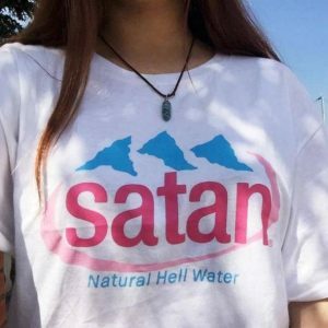 Satan Natural Hell Water T-Shirt - Y2K Grunge Style for Summer Vibes