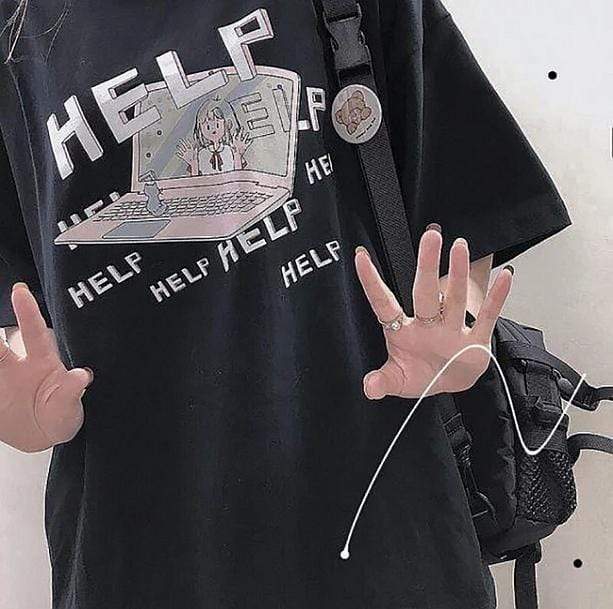 Searching for Help Y2K Graphic Tee - Retro 90s Grunge Summer Style