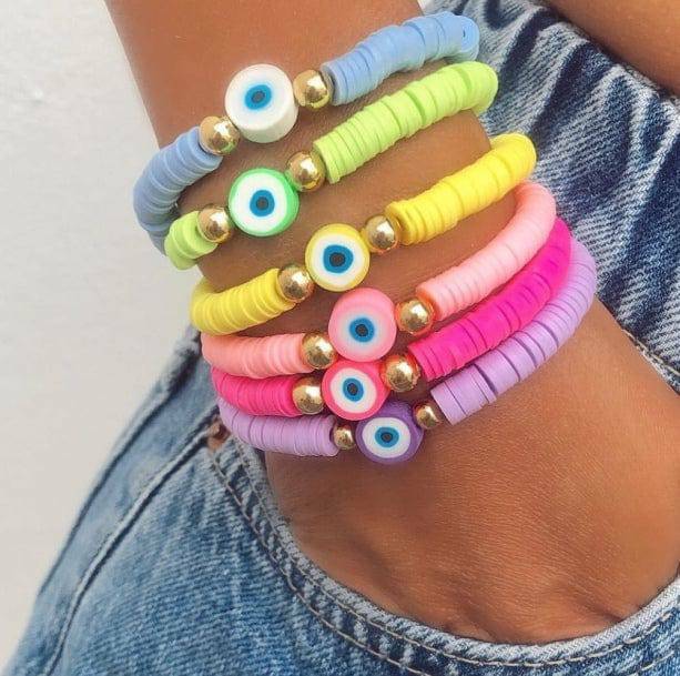 Set of 6 Y2K Evil Eye Bracelets for Trendy Summer Outfits