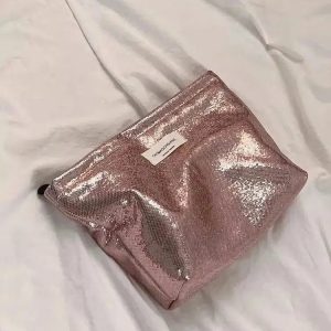 Shiny Metallic Y2K Makeup Bag for Retro Summer Outfits & Parties