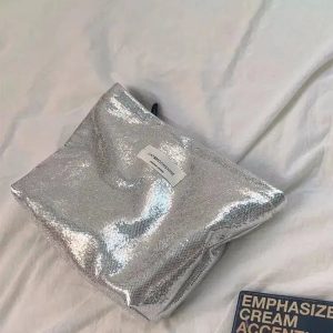 Shiny Metallic Y2K Makeup Bag for Retro Summer Outfits & Parties