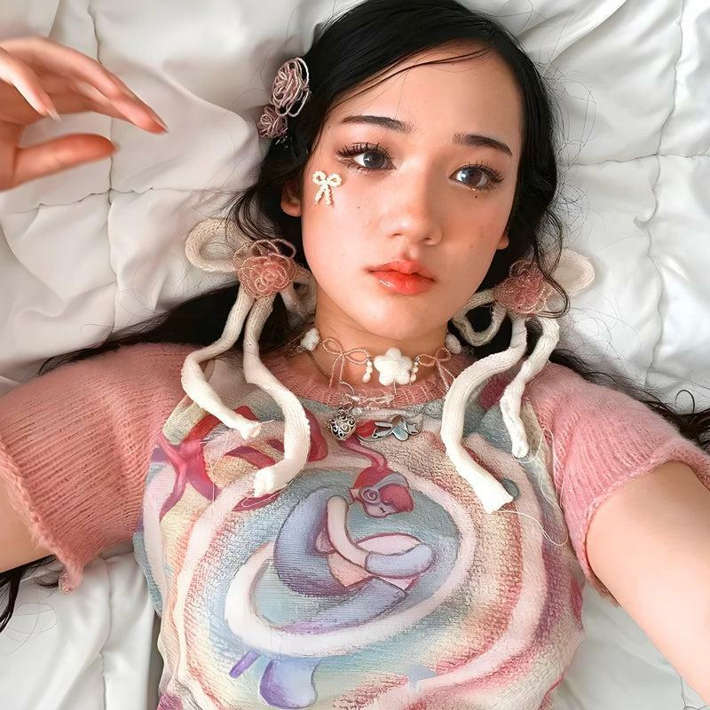 Soft Girl Dream World Y2K Top - Retro Aesthetic for Summer Vibes