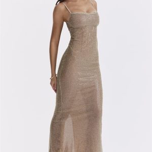 Sparkle Sequined Y2K Maxi Dress for Glam Summer Parties and Events