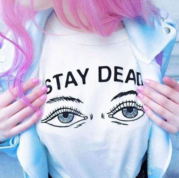 Stay Dead Y2K Grunge T-Shirt - Retro 90s Fashion Statement Top