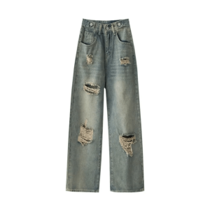 Trendy Distressed Boyfriend Jeans for Y2K Grunge and 90s Fashion Lovers