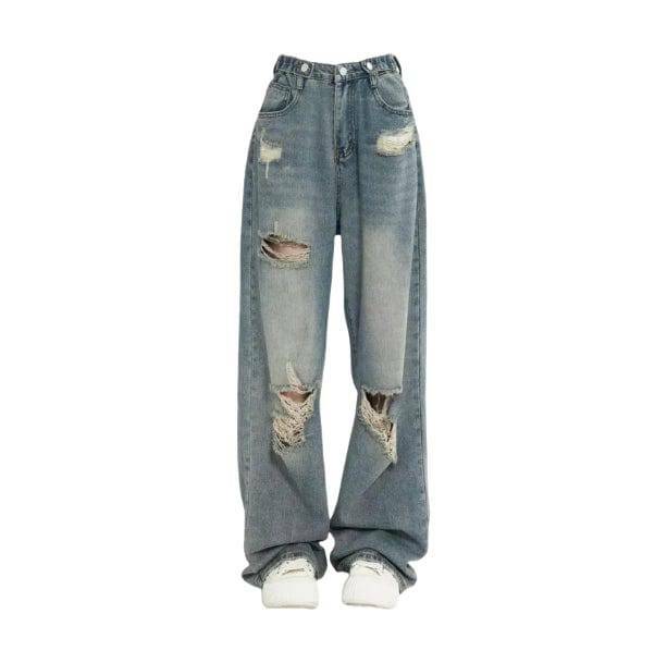 Trendy Distressed Boyfriend Jeans for Y2K Grunge and 90s Fashion Lovers