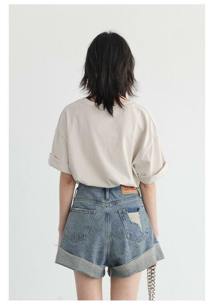 Trendy Distressed Slit Jean Shorts for Y2K Summer Outfits