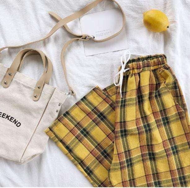 Trendy High Waist Yellow Y2K Pants for Summer Vibes and Retro Style