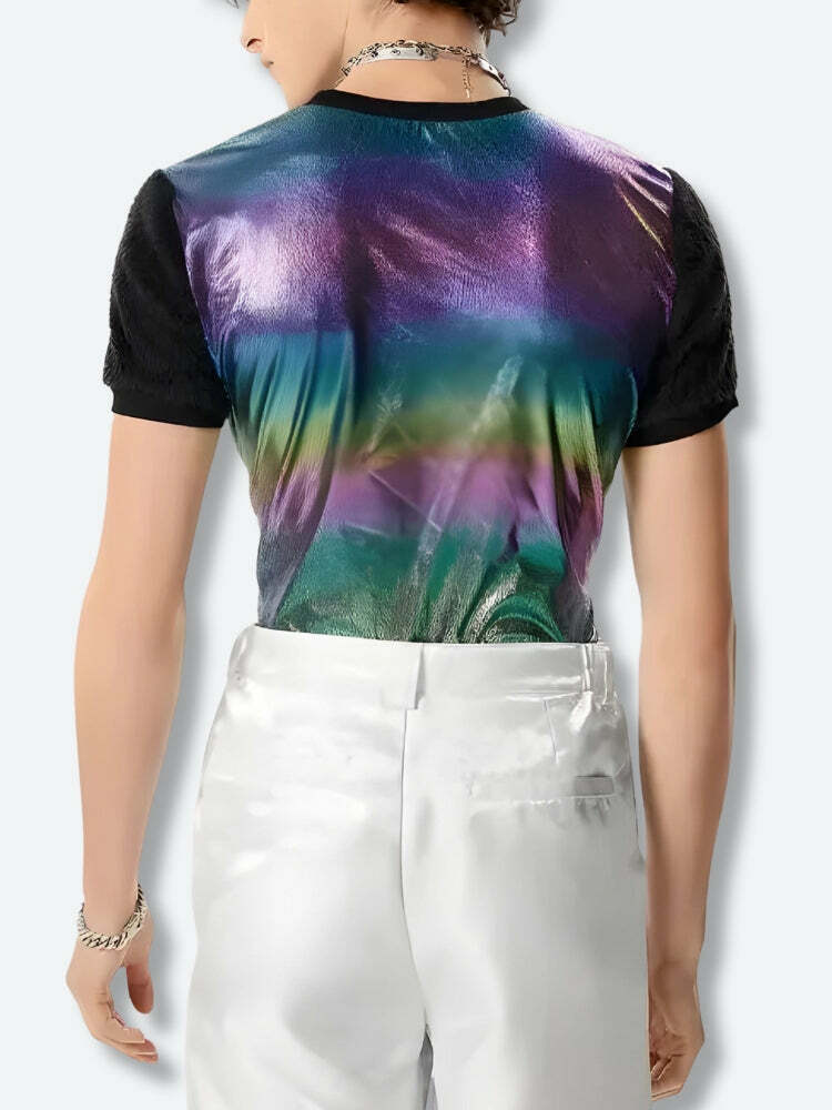 Trendy Hologram Top for Y2K Summer Outfits & 90s Party Vibes