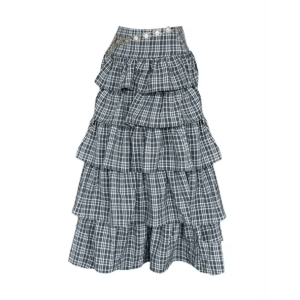 Trendy Long Plaid Y2K Skirt for Summer Grunge and Retro Outfits