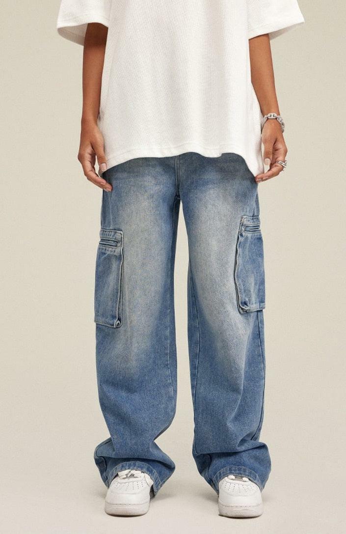 Trendy Washed Baggy Cargo Jeans for Y2K Summer Outfits & Grunge Vibes