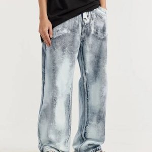 Trendy Y2K Acid Wash Jeans for Retro Summer Outfits & Grunge Vibes