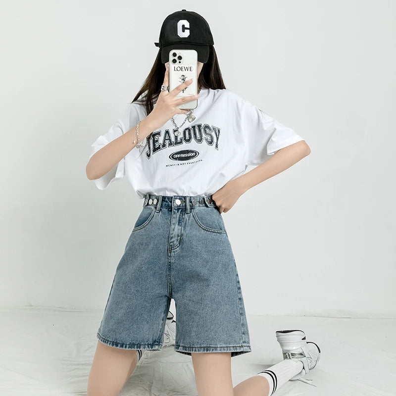 Trendy Y2K Adjustable Waist Denim Shorts for Summer Vibes