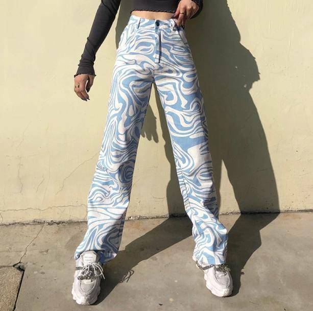 Trendy Y2K Aesthetic Wavy Pants for Summer Vibes and Retro Style