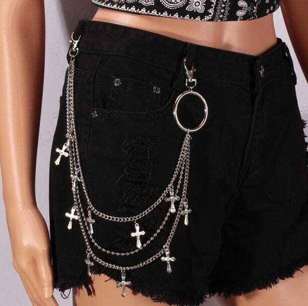 Trendy Y2K Cross Belt Chain for Grunge and 90s Summer Outfits