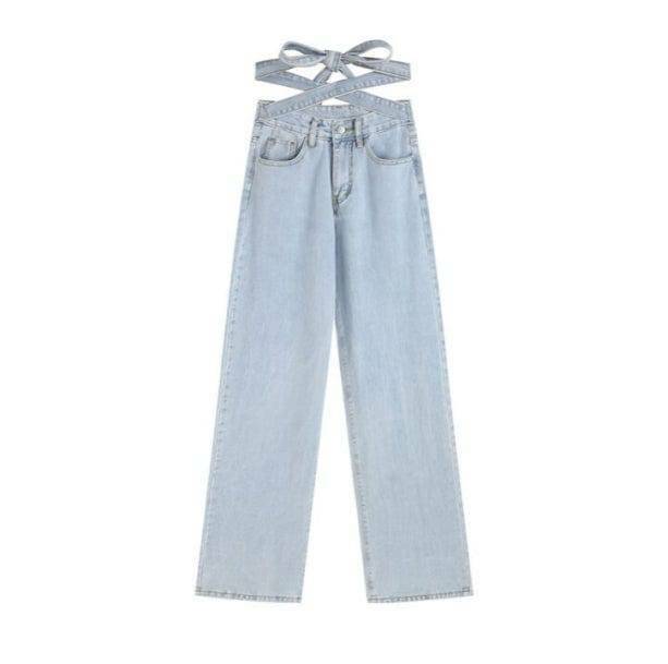 Trendy Y2K Cross Waist Jeans for Effortless Summer Outfits