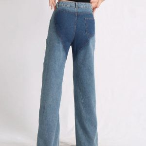 Trendy Y2K Cut Out Denim Jeans for a Chic Summer Look