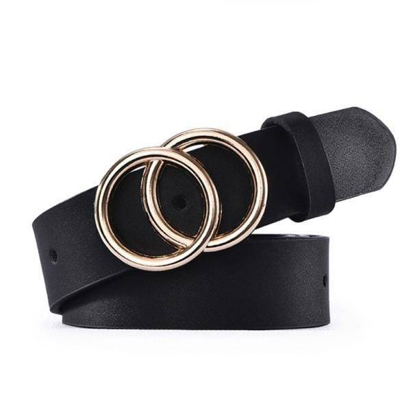 Trendy Y2K Double O-Buckle Belt for Retro 90s and Grunge Outfits